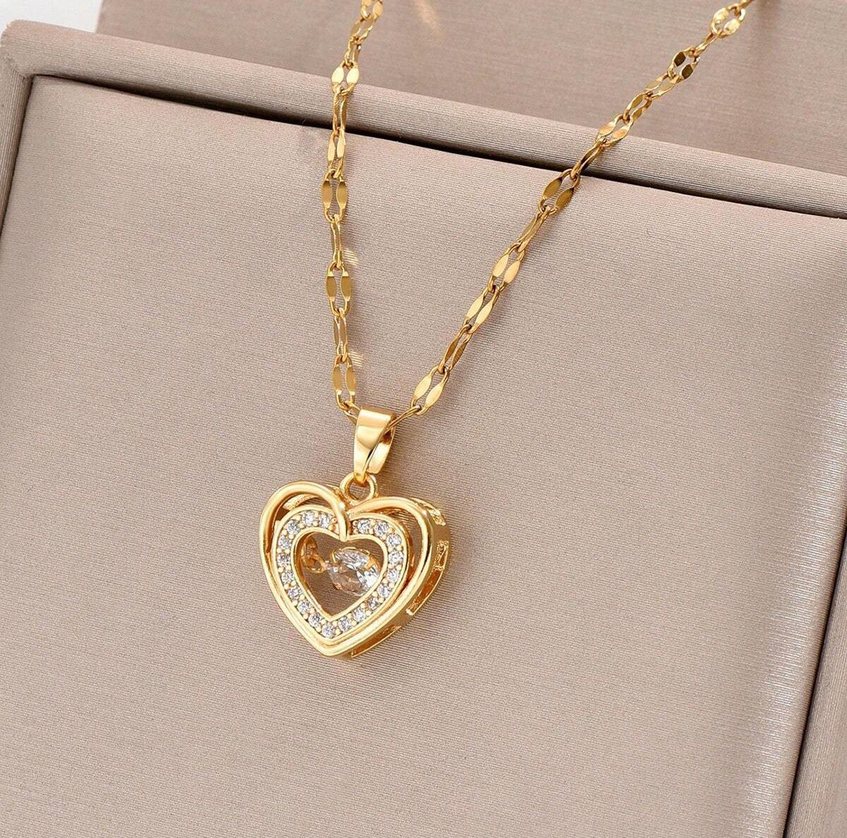 Collar corazon con diamante