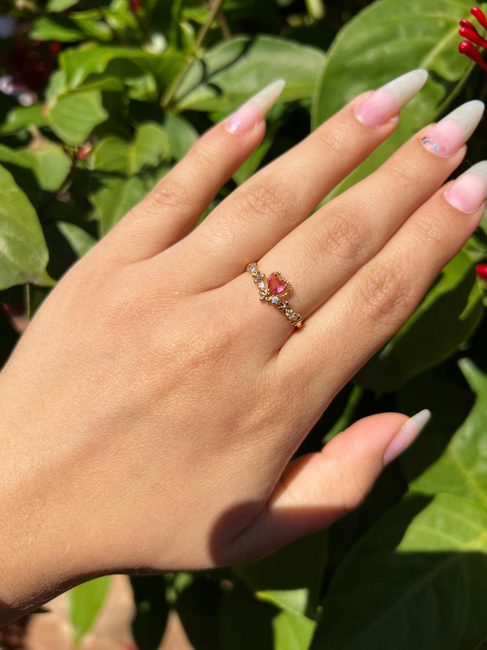 Anillo corona rosada