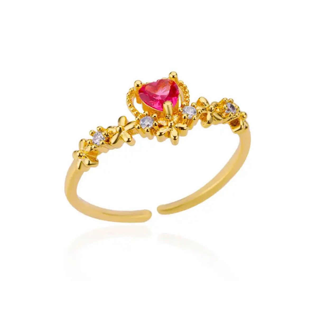 Anillo corona rosada